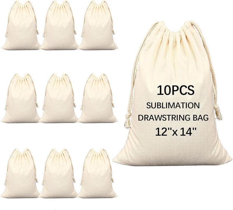 OKBA 10 PCS Sublimation blank drawstring bag Reusable canvas Heat Press DIY crafts Party Wedding Christmas storage Home party art supplies - Image 1